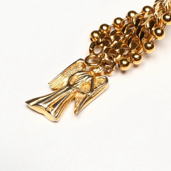 CHANEL CC Rare Vintage Gold Angel Coin Medal  Belt / Necklace - Picture 9 of 9